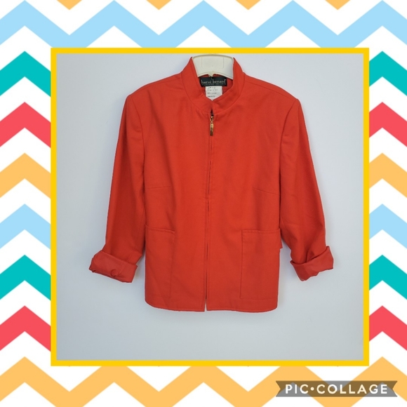 Orange Wool Jacket w/ BIG Pockets Size 14 - Picture 4 of 14